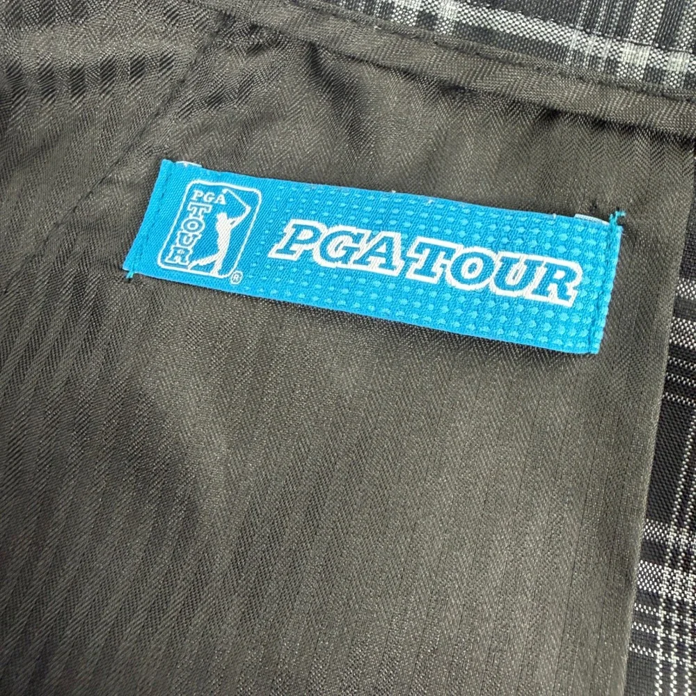 PGA TOUR Plaid Golf Shorts Men's Size‎ 32 Black White Polyester